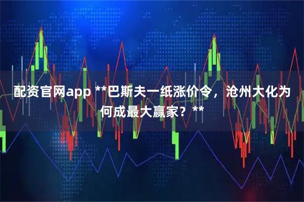 配资官网app **巴斯夫一纸涨价令，沧州大化为何成最大赢家？**